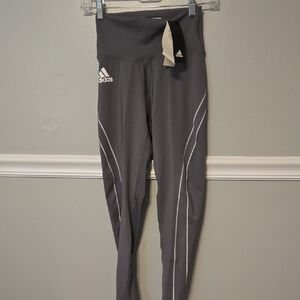 adidas Gray Kids Athletic Leggings with White Piping
